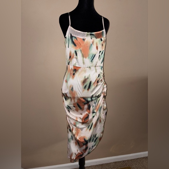 Abstract Print Spaghetti Strap Dress - Picture 1 of 8